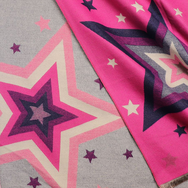 Starburst scarf - reversible Pink and grey