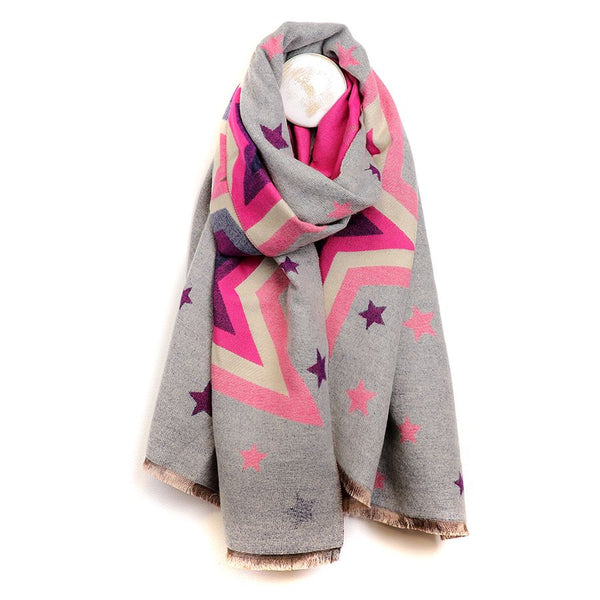 Starburst scarf - reversible Pink and grey