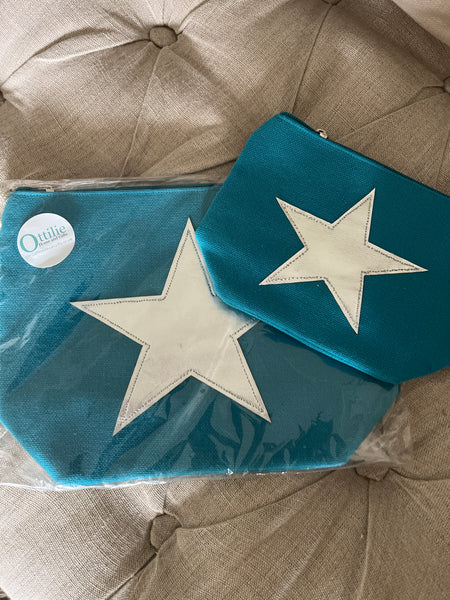 Makeup bag with metallic star