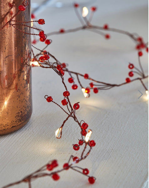 Jewel cluster on dark copper wire - white or red