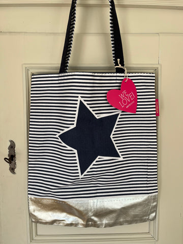 Tote bag with silver stripe