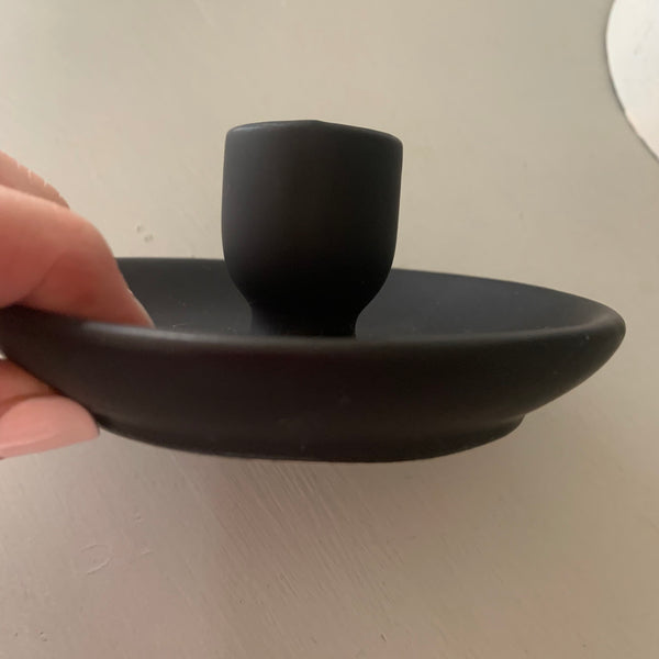 Simple black candlestick holder