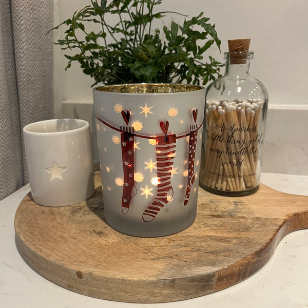 Large Christmas stockings candle holder