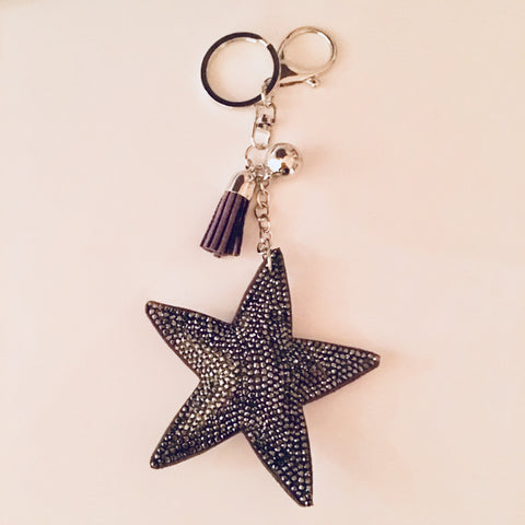 Grey star keyring