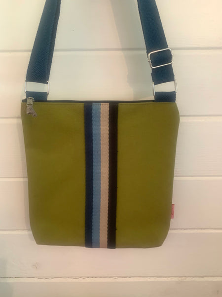 Fabric candy stripe messenger bags