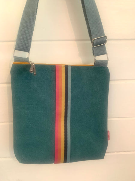 Fabric candy stripe messenger bags