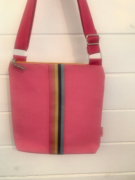 Fabric candy stripe messenger bags