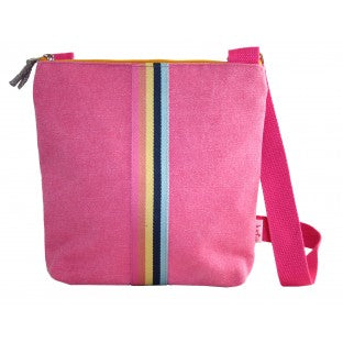 Fabric candy stripe messenger bags