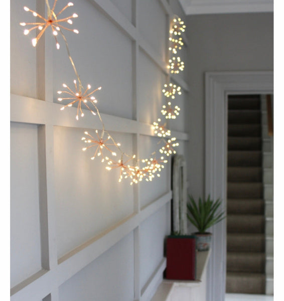 Starburst fairy lights silver copper or black (battery & mains)