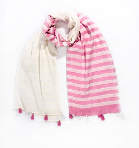 Summer scarf  - stripe and tassel