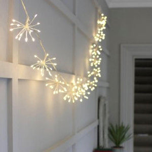 Starburst fairy lights silver copper or black (battery & mains)
