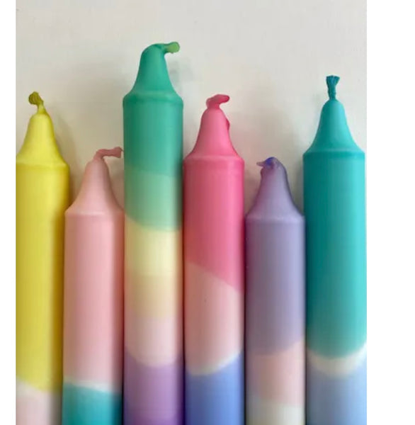 Hand dipped colourful dinner candle  - gift set of six