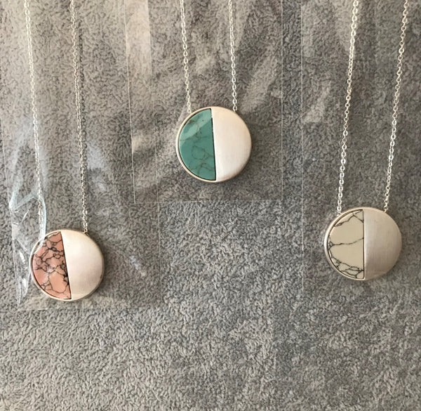 Marble stone round necklaces and earrings