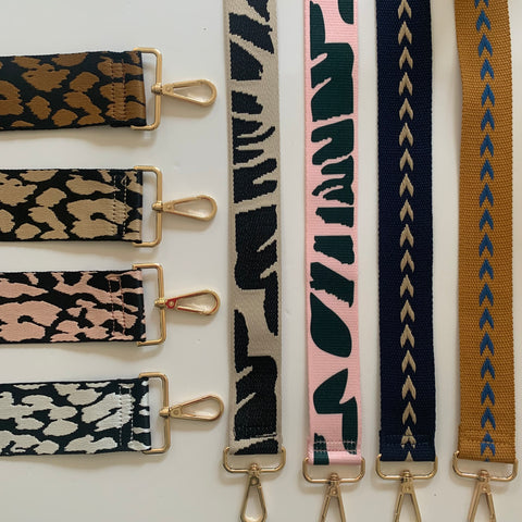 Bag straps - animal, block & arrow gold hardware