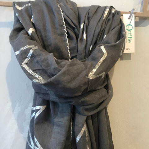 Summer scarf  - silver star and tassel