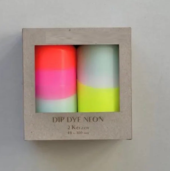 Hand dipped dip dyed pillar candles