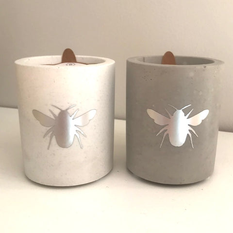 Handmade concrete Bee candle - vegan soy wax