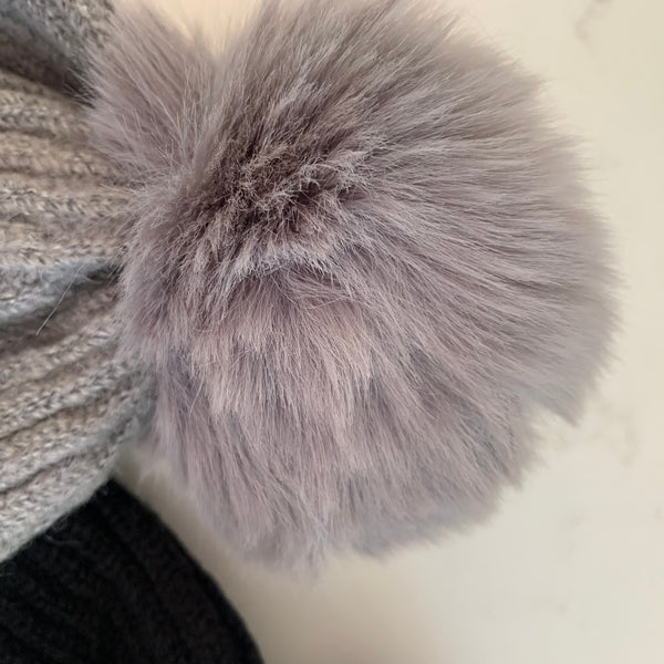 Soft pom pom hats - embroidered lightning bolt