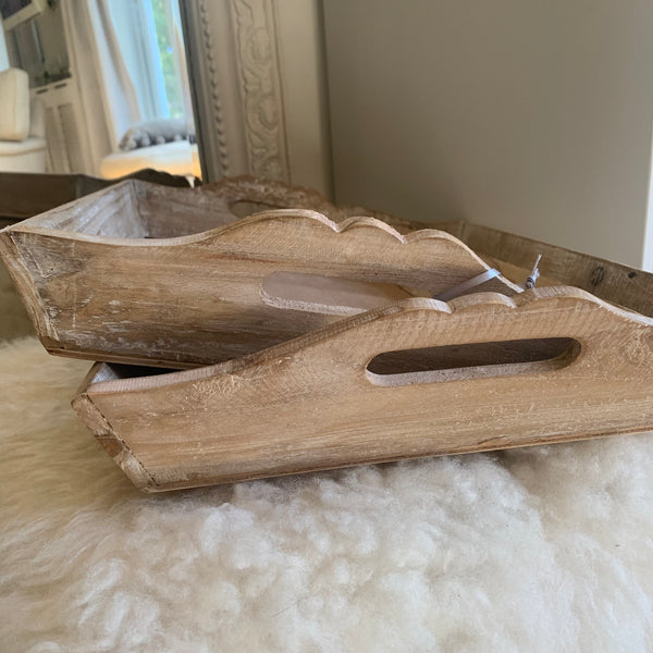 White washed wooden trays
