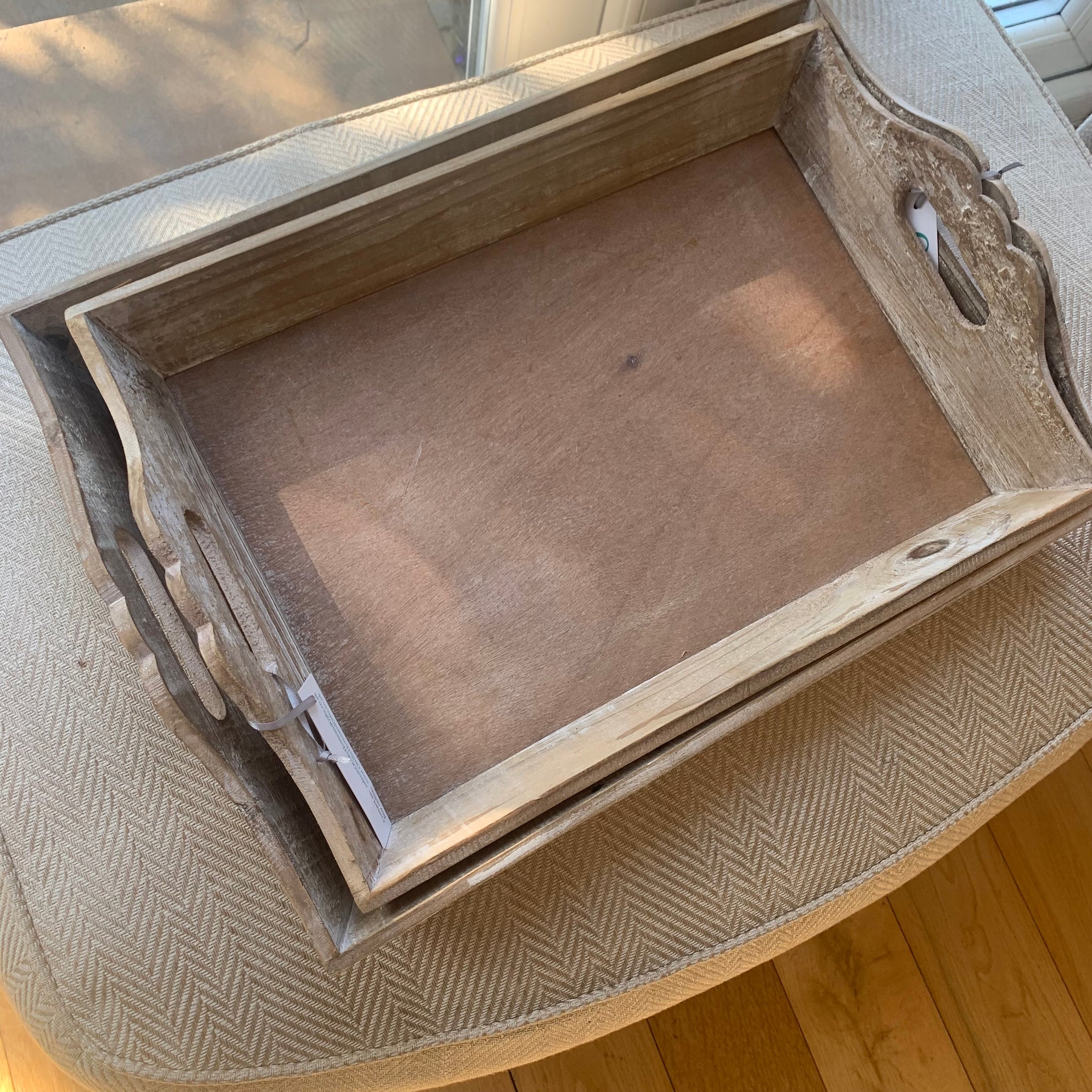 White washed wooden trays