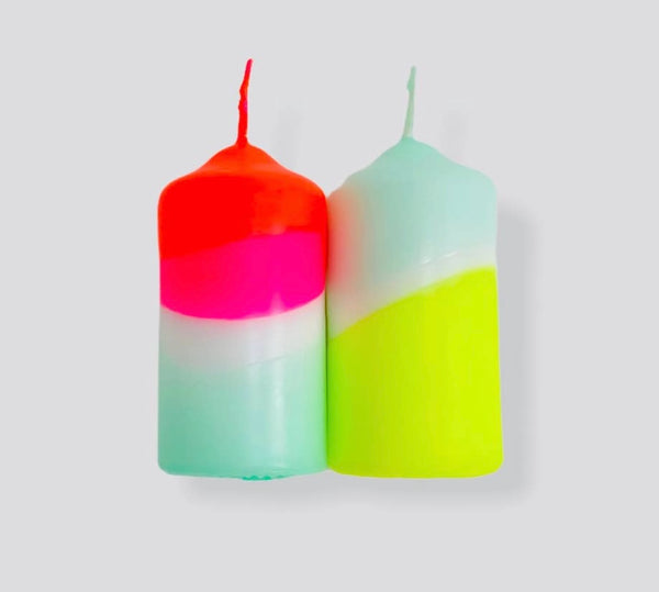 Hand dipped dip dyed pillar candles