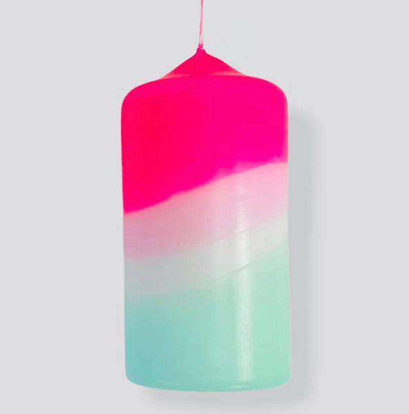 Hand dipped dip dyed pillar candles