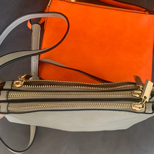 3 zip crossbody bag  - bright orange