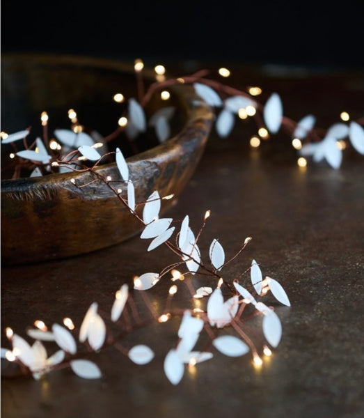 Opaque white leaf cluster LED fairy light string