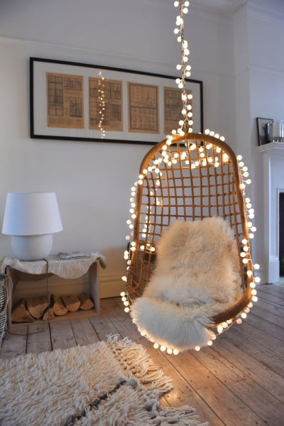 Extra long white Pom Pom lights - mains powered